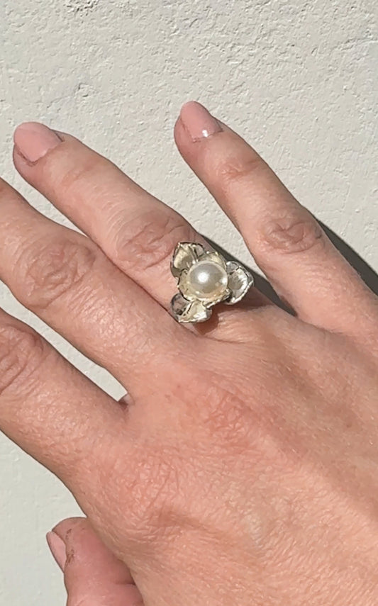 Silverring med pärla