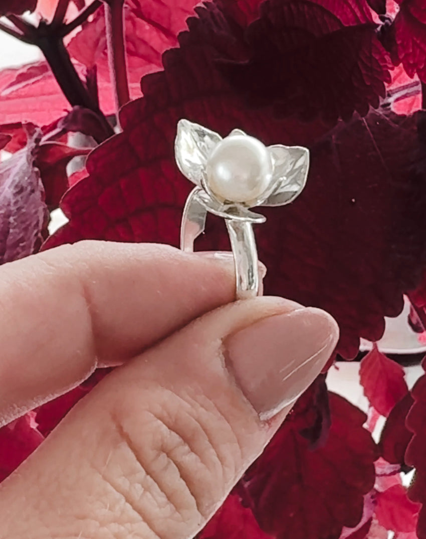 Silverring med pärla