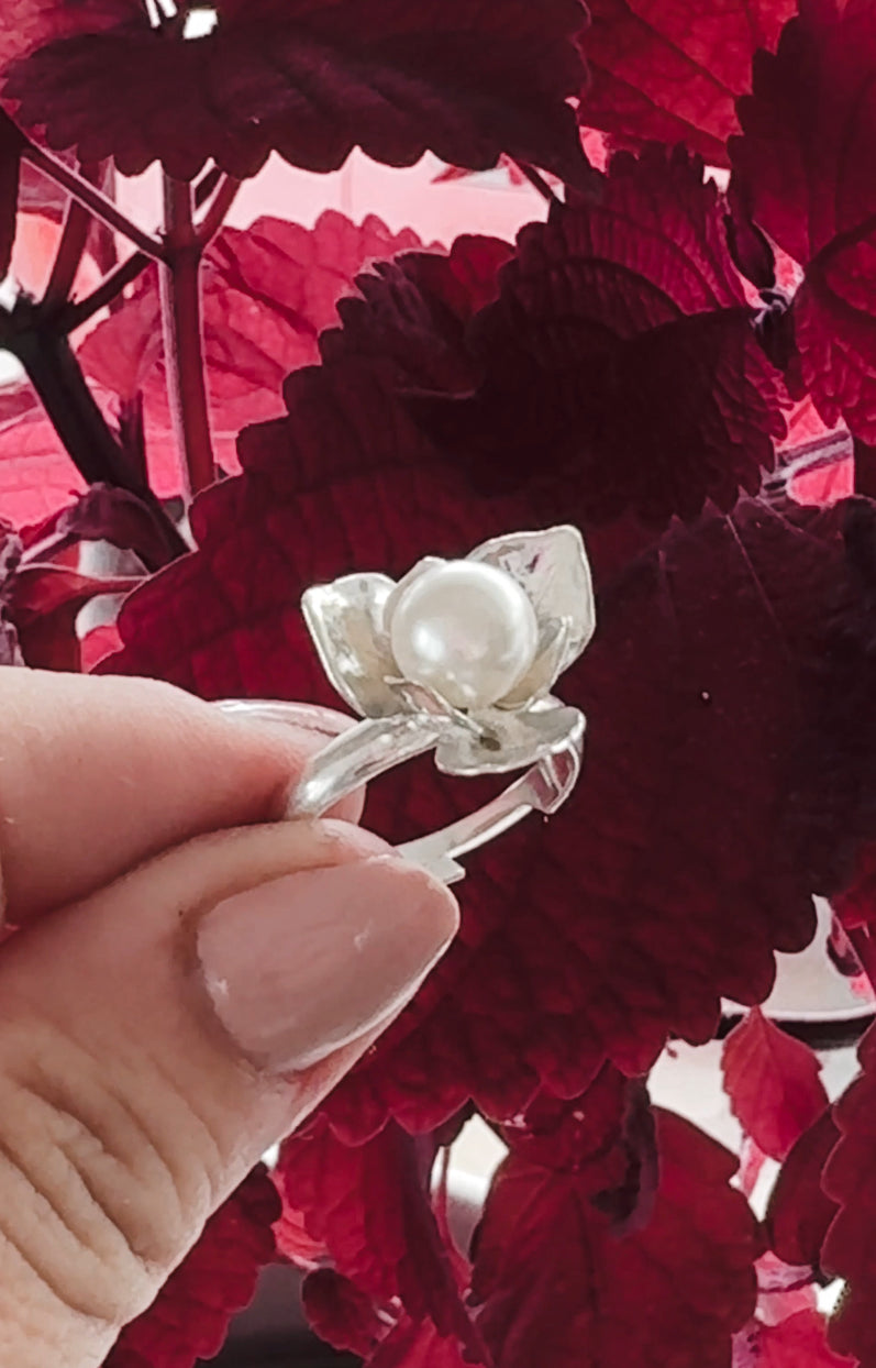 Silverring med pärla