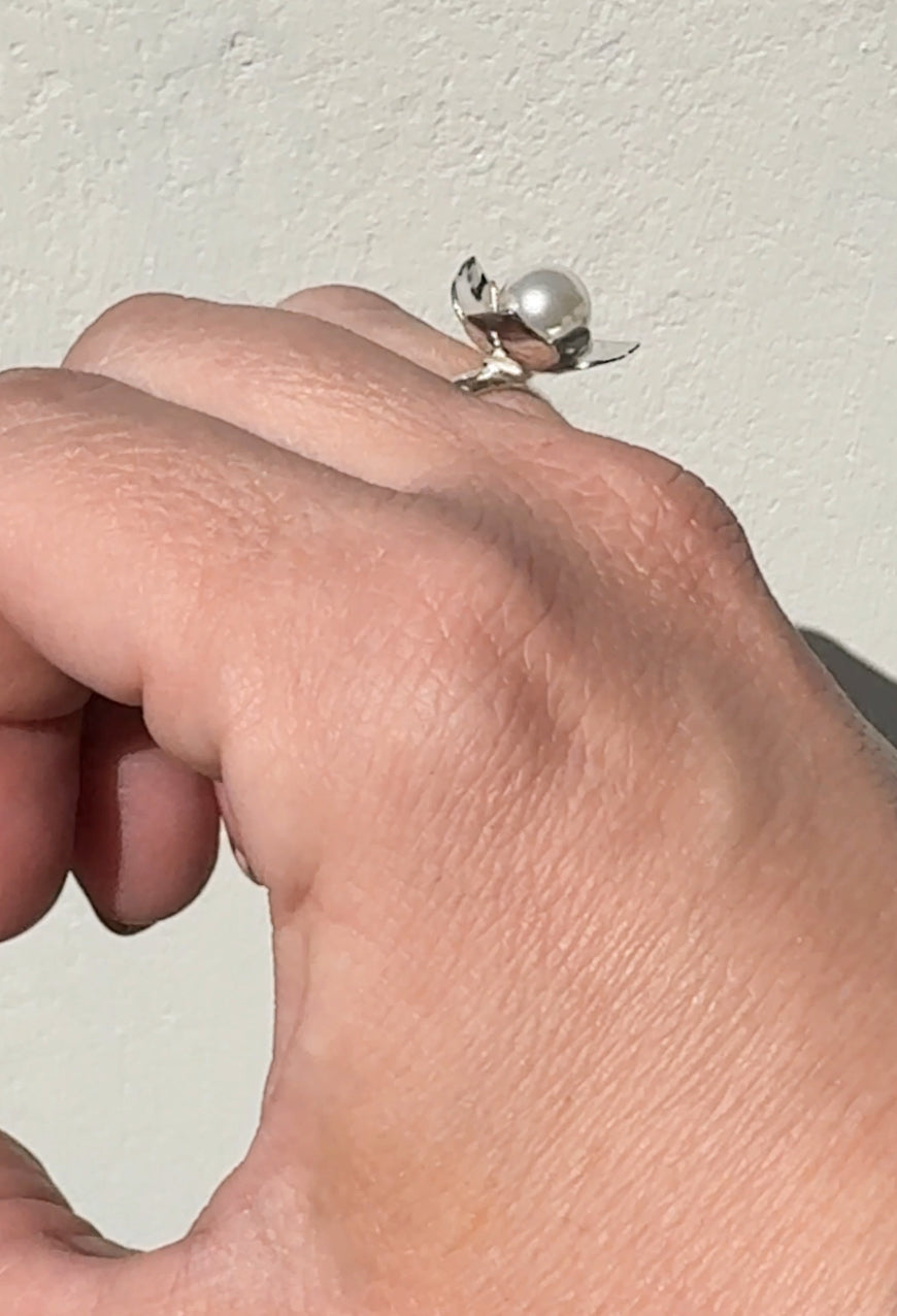 Silverring med pärla